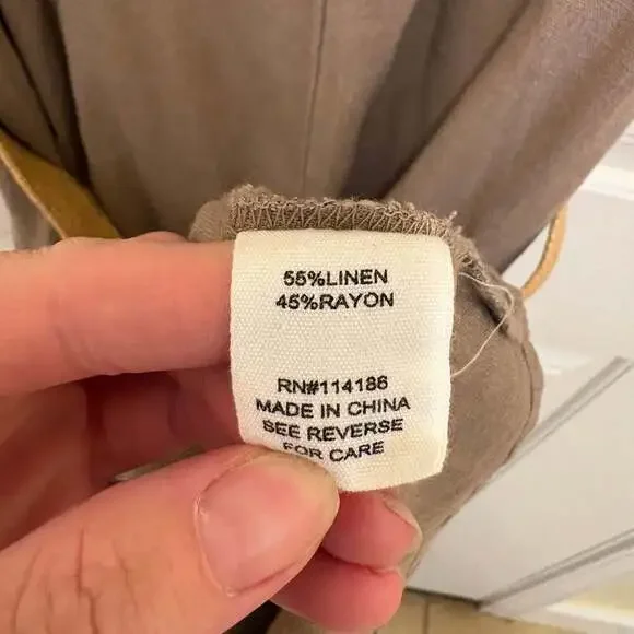 Adyson Parker Women's Linen Blend Tiered Ruffle Pockets Midi Dress Brown Size M - Picture 6 of 9